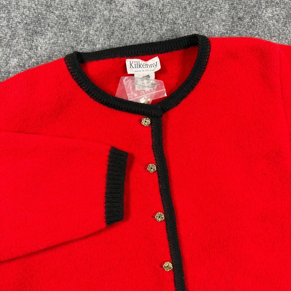 Kilkenny Cardigan Medium Red Made In Ireland Wool‎ Embroidered Sweater Women's